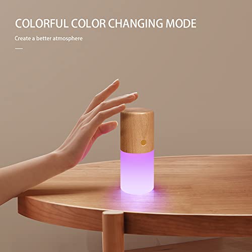 Acrylic Touch Lamp with Gravity Sensor,Night Light for Kids Warm White Light&7 Color Changing RGB,Battery Operated Bedroom Living Room,Kids Room,College Dorm,Office (Beech) (NO-HB015) - Image 5