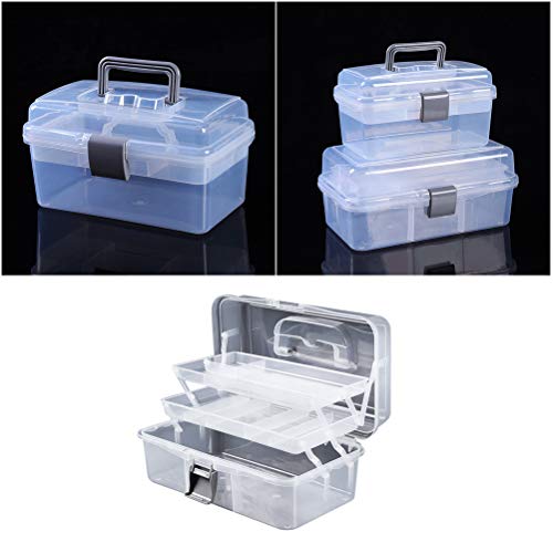 Image of Foldable Nail Tool Box Multi- Functional Nail Storage Organizer Cosmetic Case Three- Layer Acrylic Nail Toolbox (Small, Transparent) Musical Acessories