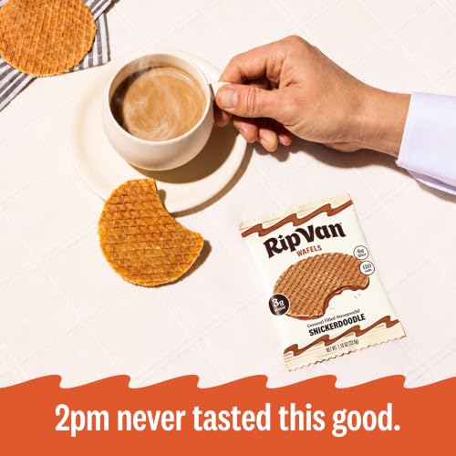 Image of Rip Van Wafels Snickerdoodle Stroopwafels, Healthy Snacks, Non-GMO, Keto Friendly, Office Snacks, Low Sugar (3g), Low Calorie, 24 Pack