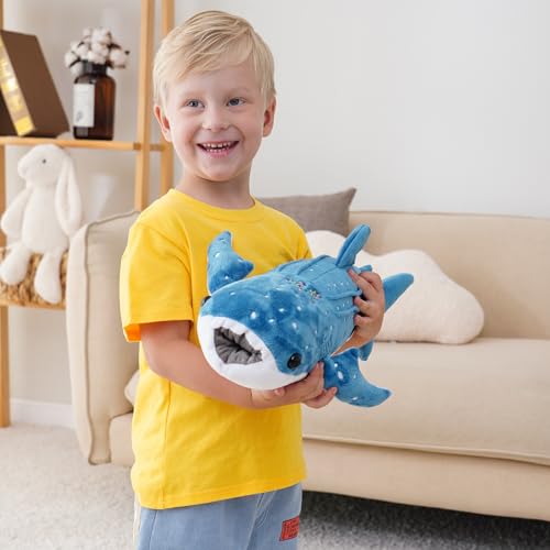 Image of Mukouxun 18.5 inch Whale Shark Stuffed Animal Whale Shark Plush Whale Shark Kids Plush Toy Pillows Stuffed Blue Whale Doll