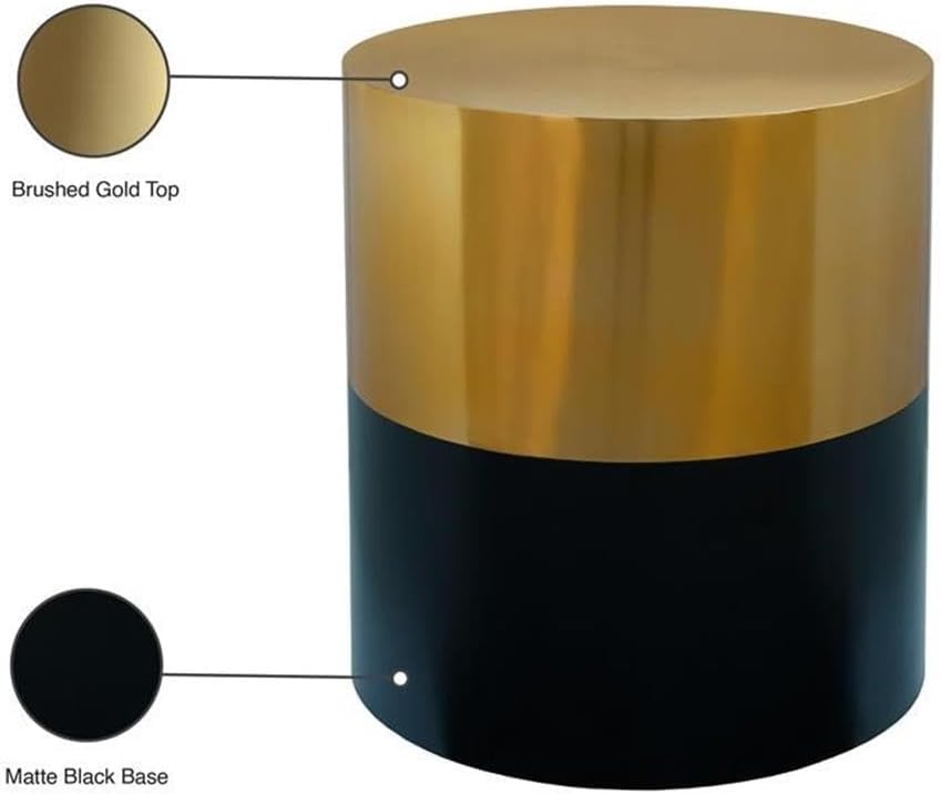 Meridian Furniture 287-ET Sun Collection Brushed Gold Top End Table with Matte Black Base, 20" W x 20" D x 22" H