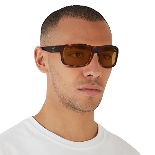Arnette Men's An4216 Corner Man Rectangular Sunglasses, Fuzzy Dark Havana/Dark Brown Polarized, 61 Mm #TOP5
