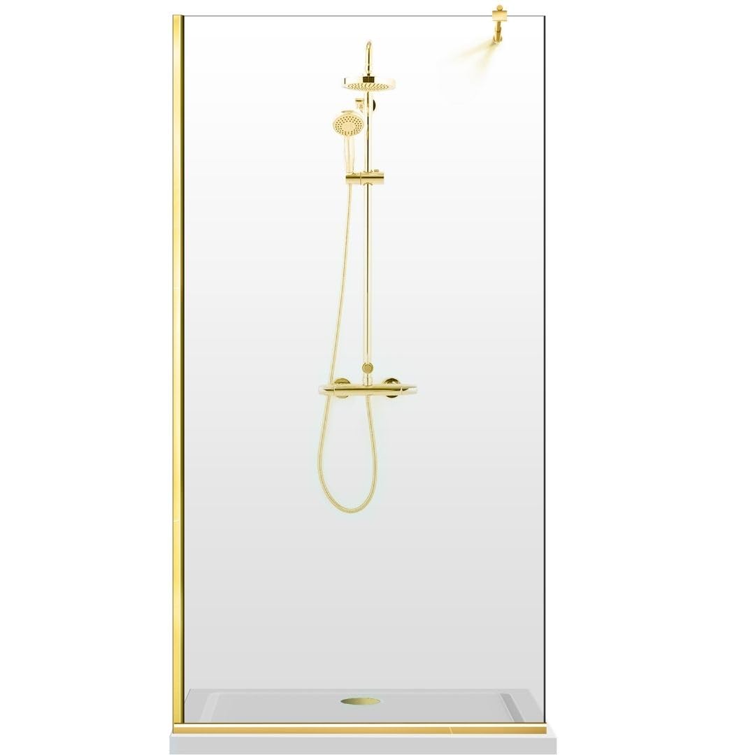 Aqua Class Gold, 50 cm da 50/60/70/80/90/100/110/120, vetro trasparente da 6 mm, con rivestimento nano sabbiato (50 x 195 cm)