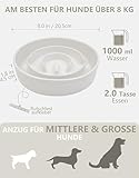 MOPANG Anti Schling Napf für Hunde, Antischlingnapf Keramik, Slow Feeder für Mittelgroße/Große Hunde, Ø 21cm, 1000ml, Elfenbeinweiß