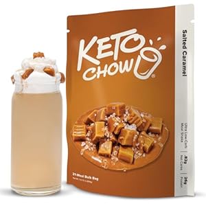 Keto Chow Salted Caramel | Keto Meal Replacement Shake | Nutritionally Complete | Low Carb | Delicious Easy Meal Substitute | You Choose The Fat | 21 Meal Bulk Pack