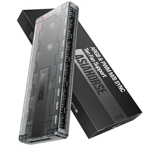 AsiaHorse UMBRA ARGB PWM PC Lüfter Hub 10 Port 5V 3 Pin ARGB PC Controller mit exklusiver Software automatische LED Erkennung Canvas Modus für Bildschirm-SYNC