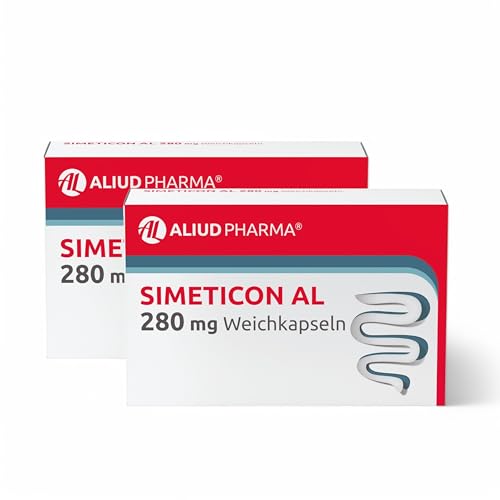 ALIUD PHARMA Simeticon AL 280 mg Weichkapseln 2 x 32 Stück: Medizinprodukt zur Vorbeugung und Linderung von Magen-Darm-Beschwerden durch Gasbildung wie Blähungen und Völlegefühl