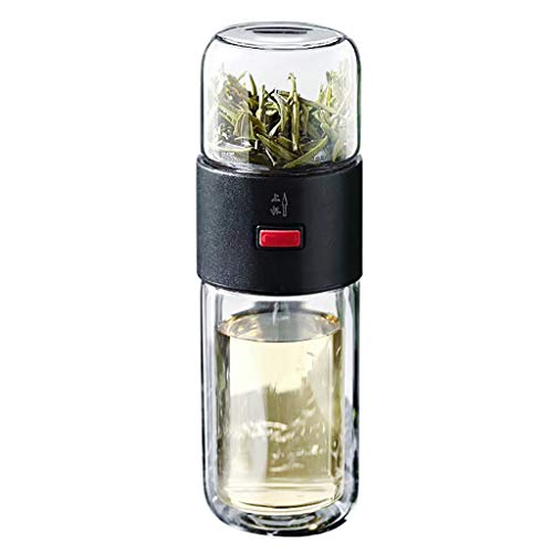 sunnymi Tea Kettle Cup, Double Glass Water Bottle Tea Water Separation Filter Outdoor Sport Bottle - Gym Cycling Running Non-slip Leak Proof 143ML