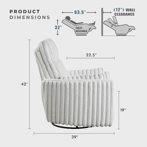 Lexicon-Modern-Swivel-Glider-Recliner-Chair-Nursery-Glider-Corduroy-Fabric-Upholstery-Recliner-with-High-Back-Manual-Recliner-Sofa-Chair-for-Living-RoomOfficeApartment-Gray Lexicon Modern Swivel Glider Recliner Chair Nursery Glider Corduroy Fabric Upholstery Recliner with High Back Manual Recliner Sofa Chair for Living RoomOfficeApartment Gray