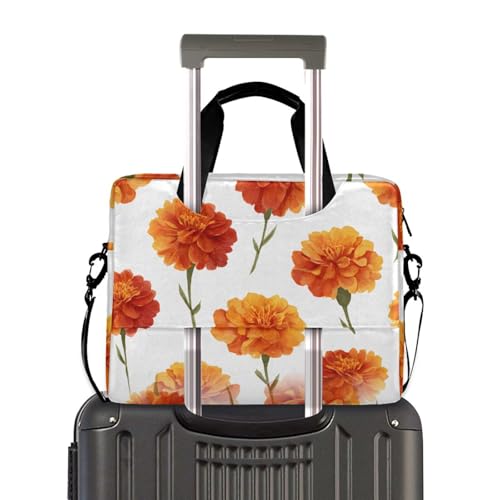 Maletín para laptop con patrón de flores naranja miniatura 4