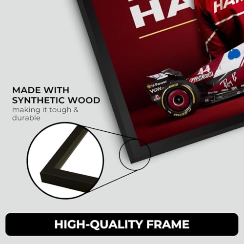 Image of Lewis Hamilton Poster Ferrari F1 Poster | Framed Ferrari F1 Car A4 Sized (31 x 23 cm) | Lewis Hamilton Posters | Ferrari Car Frame for Wall, Gift for Boys, Formula 1 Frames | Formula 1 Framed (F 083)