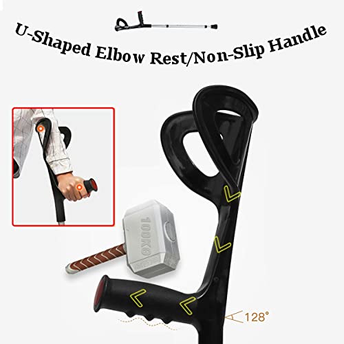 Muletas de antebrazo plegables para altura 140-190 cm Muletas ergonómicas para adultos Pies de goma antideslizantes 10 paradas Muletas multifunción ajustables en altura