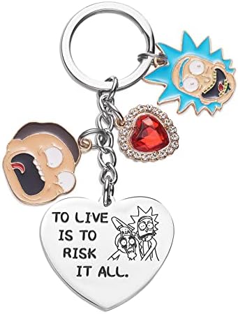 Rick Morty Stuff Keyring Gifts for Girls Boys Grandson Cartoon Merchandise Birthday Gift Keychain