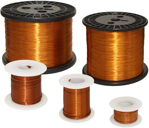 Magnet Wire, Heavy Build Enameled Copper Wire, 26 AWG, 4 oz, 314' Length, 0.0178