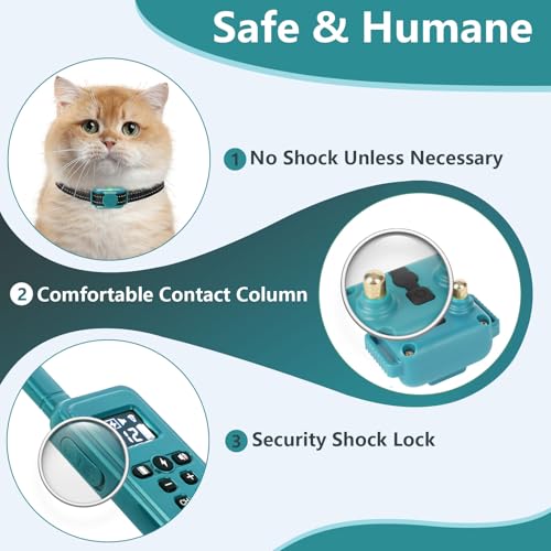 Coleira de treinamento para gatos menor coleira de choque para gatos com controle remoto de 609 metr