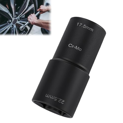 Douille à choc à double extrémité 1,27 cm, douille d'écrou de roue de 17,5 mm et 22,5 mm, outil de clé à choc 1/2", 6 points, clé à écrou de roue CR-MO, douilles à écrou de roue compatible avec Ford