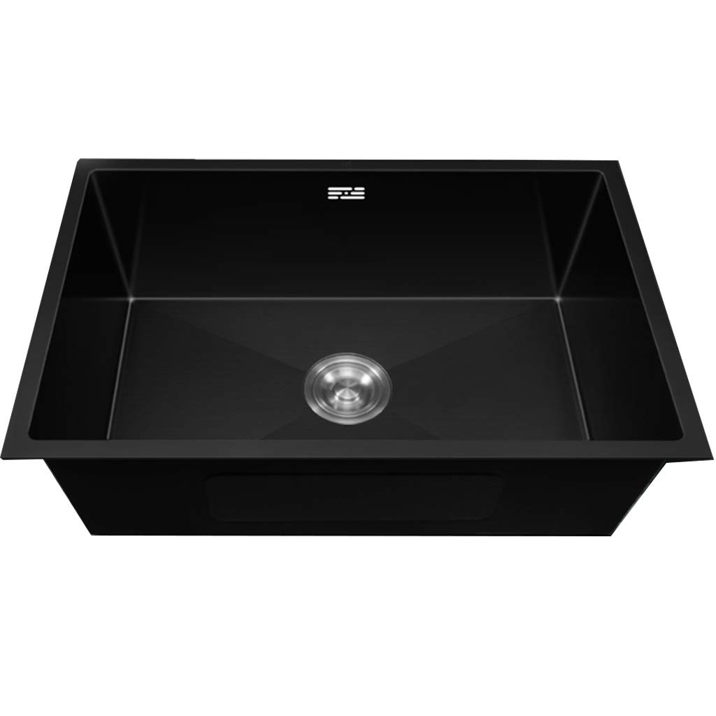 Fregadero de cocina fácil de limpiar en acero inoxidable 304 negro con diseño antical integrado