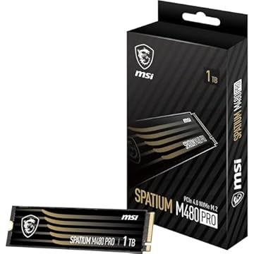 MSI SPATIUM M480 PRO SSD 1TB – SSD Interno M.2 NVMe PCIe 4.0, 7400 MB/s in Lettura & 6000 MB/s in Scrittura, 3D NAND, Sicurezza Dati Integrata, Center – Garanzia 5 Anni (700 TBW)