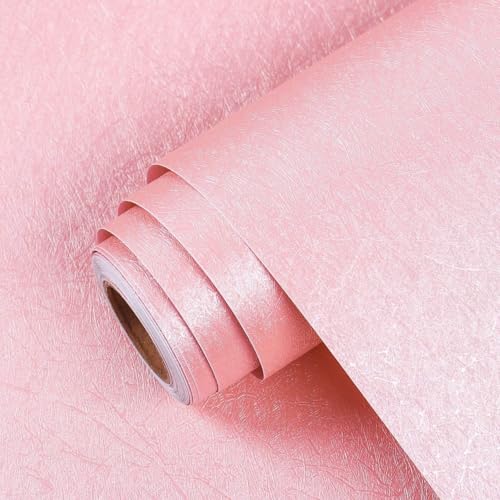 Image of Peel and Stick Wallpaper for Walls (45x300 cm) Pack of 1 | Waterproof Self Adhesive PVC Wallpaper for Bedroom, Living Room, Home, Office & Cupboard (Pink Textured)