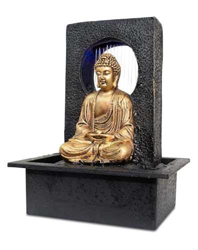 Image of UAG EXPORTS Buddha LED Waterfall Fountain | Premium Indoor Tabletop Water Fountain for Home & Office | Spiritual Decor for Peace, Positive Aura & Relaxation | Positive Energy Gift Item