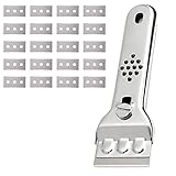 Ksvaye Ceranfeldschaber mit 20 Ersatzklingen Edelstahl Schaber Ceranfeld Herdkratzer Herdschaber Zeranfeldkratzer für Herd Kochfeld und Backofen