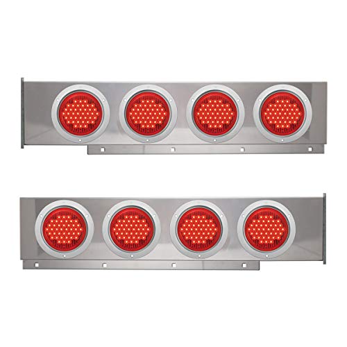 Image of GG Grand General 81196 Stainless Steel Mud Flap Hanger with 4 inches Red High Count LED Light and Cr. Holding Rim, Pair