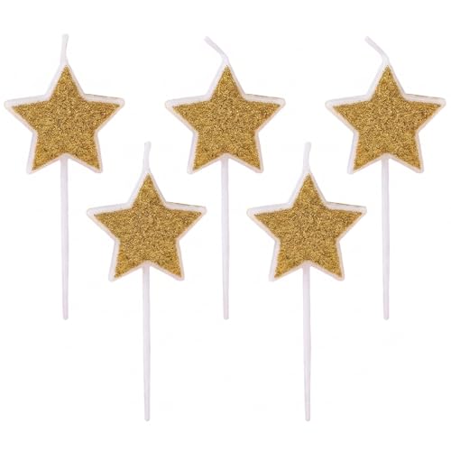 5 Pack Star Birthday Candles Creative Cake Candles for Adult Birthday Party Decorations