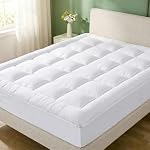 Twin XL Mattress Topper Viscose Derived from Bamboo for Back Pain Relief,1000 GSM Thick Pillow Top Mattress Pad,Deep Pocket Fits Mattress 8"-21",Soft Breathable Mattress Cover White