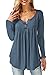 Produktbild KISSMODA Blusen für Frauen Freizeithemd Tunika Tops Rüschen U-Ausschnitt Navy Blue Large