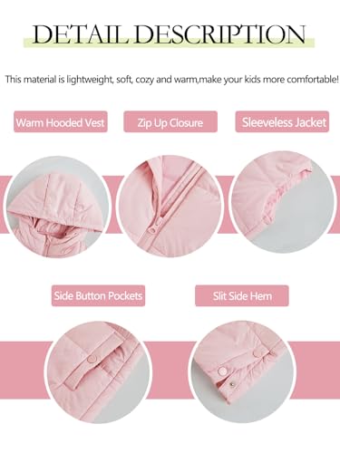 Meikulo Girls Lightweight Puffer Vest Casual Stand Collar Sleeveless Jacket Kids Hooded Quilted Gilet With Pockets4
