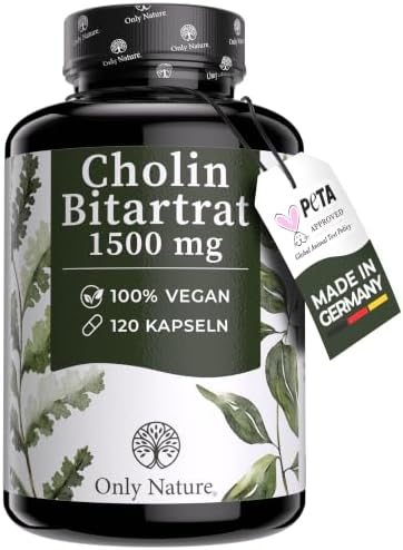 Cholin hochdosiert 1500 mg - 120 Leber Kapseln - Natürlich & Wirksam - in Deutschland produziert & Laborgeprüft - Cholin Kapseln hochdosiert - Choline Bitartrate