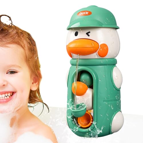 Juguete de baño para niños pequeños, pato de baño con ventosa y rueda de agua giratoria, juguete divertido para la piscina y la guardería con promoción sensorial