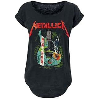Générique Metallica Guitare Bride of Frankenstein Femme T-Shirt Manches Courtes Noir Large - Les Beatles, Paul McCartney, John Lennon, RIngo Starr, George Harrison