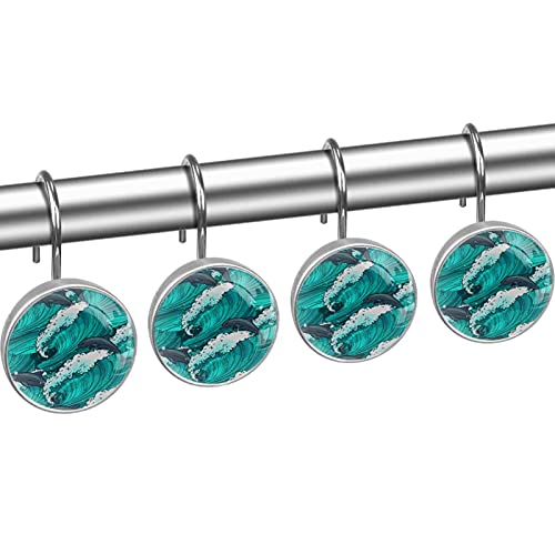 Crochets rideau de douche vagues en acier inoxydable design chic pour salle de bain