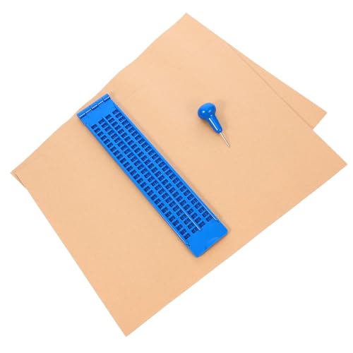 Ipetboom Plaque Braille Stylet et 27 Lignes d'Écriture Kit d'Exercice en Plastique Solide pour Aveugles Tableau d'Écriture Tactile pour Apprentissage et Étude