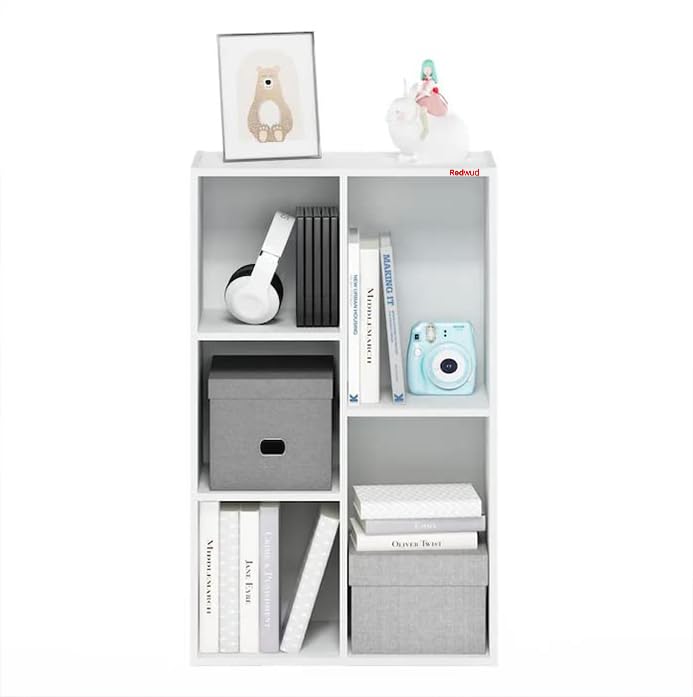 Image of Redwud Meyan Engineered Wood Bookshelf for Books Multipurpose Bookcase Wooden Modern Book Display Rack Floating Shelves for Home, Study Room & Office (White) D.I.Y