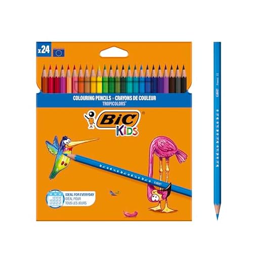 BIC Kids Lápices de Colores para Niños, Óptimo para material escolar,Tropicolors, Colores Surtidos, 2,9mm, Blíster de 24