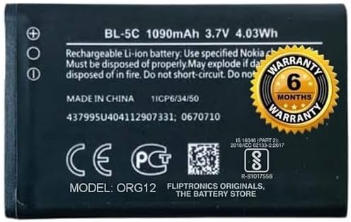 Original BL-5C Battery for Nokia 1100 1101 1110 1110i 1112 1200 1208 1280 1600 1650 2310 2600 2700 3100 3110 3120 5130 6030 6230 6230i E50 E60 N70 N71 N72 Battery with 6 Month Warranty****(P19)