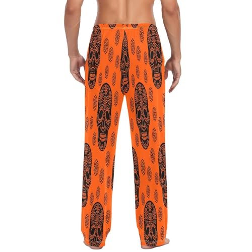 Qilmy Black Sugar Skulls Men's Cotton Pajama Pants, Lightweight Lounge Sleepwear with Drawstring and Pocket3