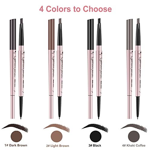Turritopsisd Eyebrow Pencil, Brow Pen Dual-Ends Thick & Fine Tip Retractable Waterproof Long-Lasting Natural Eye Brows Makeup With Eyebrow Trimmer (Light Brown) #TOP1
