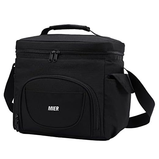 MIER Large Lunch Box for Men 24 Cans Insulated Lunch Bag Leakproof Soft Side Cooler Bags with Multiple Pockets Adults Big Lunchbox Heavy Duty for Work Travel Beach Picnic Office(Black, 15L)
