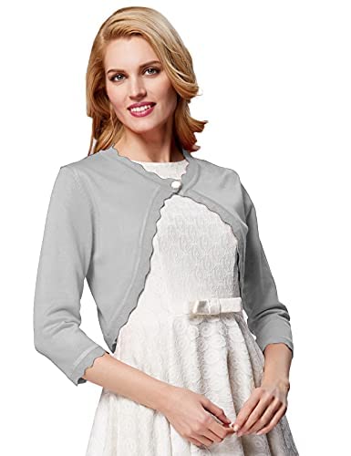 Women Open Front Bolero Shrug Jacket Cardigan Silver Gray Xxxl #TOP6