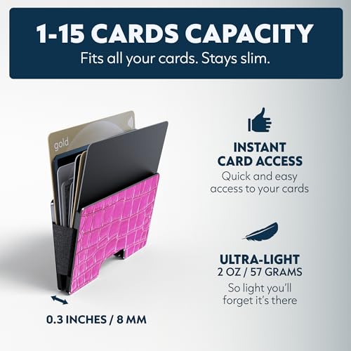Image of Slim RFID Blocking Card Holder & Money Clip - Aluminum Wallet for Men & Women - Front Pocket Metal Minimalist Wallet Holds 15 Cards - Credit Card Holder - Durable, Lightweight, Unique Engraved Design