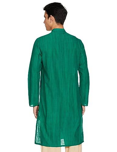 Image of Manthan Men's Kurta, Mandarin Collar Full Sleeves Ethnic Knee Length Kurta for Festival, Wedding, Party Solid Cotton