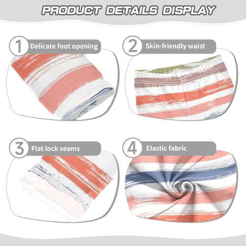 Girls' Leggings Ankle Length Printed Leggings Watercolor Brush Stripe Soft Comfortable Pants for Kids 4-10 Years4