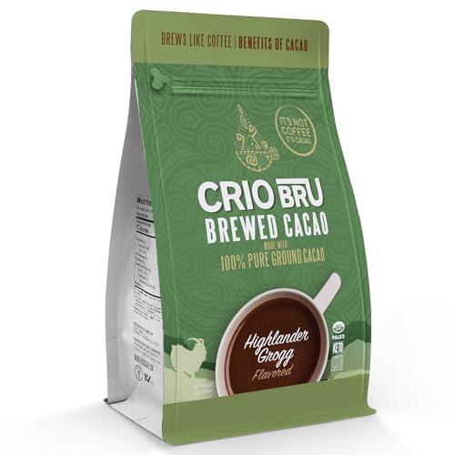 Crio Bru Limited Edition Highlander Grogg Roast | Natural Healthy Brewed Cacao Drink | Great Substitute to Herbal Tea and Coffee | Keto, Whole-30, Paleo, Low Calorie Honest Energy (48oz)