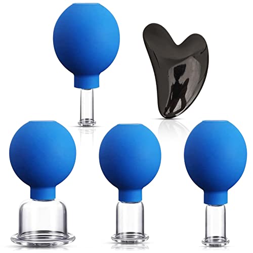 Ventouses avec boule: ventouses en verre véritable, lot de 5 ventouses avec boule d'aspiration et...