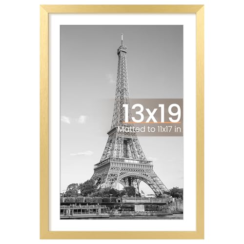 Image of upsimples 13x19 Picture Frame, Display Pictures 11x17 with Mat or 13 x 19 Without, Wall Hanging Poster Frames, Gold, 1 Pack