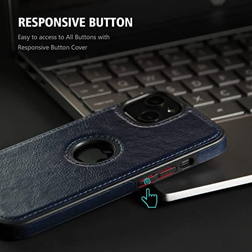 Image of MIDOS Back Cover Compatible with iPhone 15 Leather Case Flexible Slim Cover for iPhone 15 (LC- Blue)