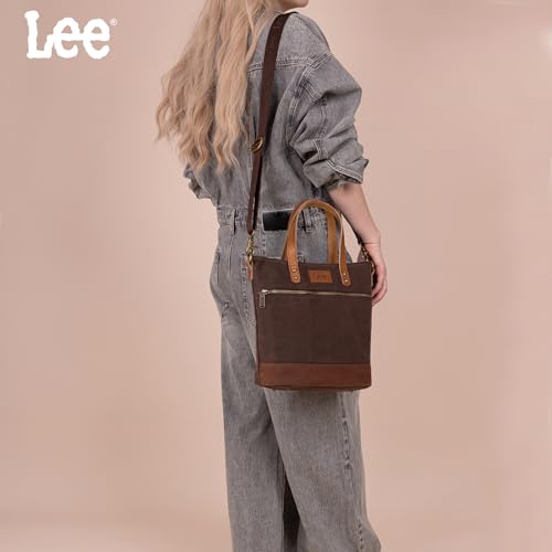 Image of Montana West x Lee Waxed Canvas Tote Bag for Women Vintage Crossbody Bag for Work with Leather Handle